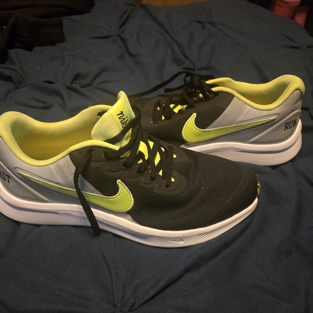 Nike Black and Lime Athletic Sneakers